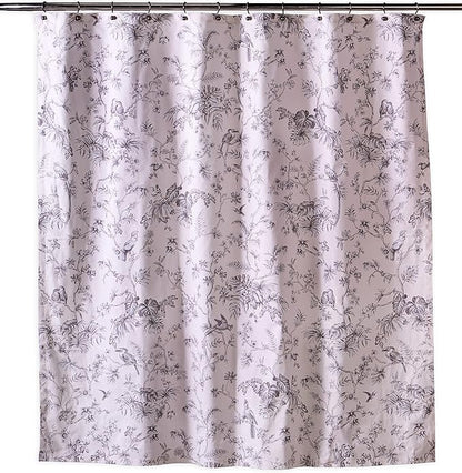 Maison d' Hermine Shower Curtain 100% Cotton One Panel 70"x72" Washable Fabric Shower Curtains for Bathroom, Easy Hanging with 12 Button Holes - Home Hotel Easter Gifts (Jouy Paradise - Grey)