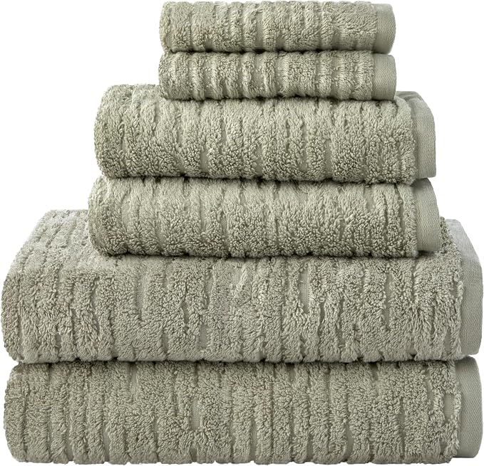 SKL Home CloudSoft Hand Towel Set, 2-Piece, 100% Cotton Luxury, Sage | Premium spa-level quality. 600 GSM weight. Ultra plush & absorbent. For use in the bathroom, kitchen, bar or any sink space.