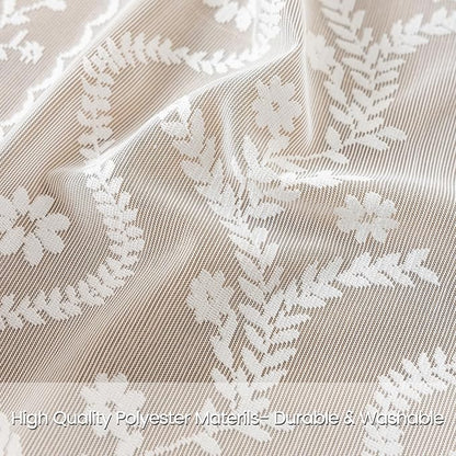 WAZZIO White Lace Shower Curtain - Vintage Pretty Flower Sheer Shower Curtains, Elegant Decorative Tassel Bath Curtains for Bathroom, 72 x 84 Inch, 1 Piece
