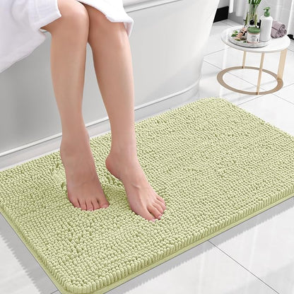 OLANLY Small Bathroom Rugs 24x16, Extra Soft Absorbent Chenille Bath Rugs, Rubber Backing Quick Dry, Machine Washable Bath Mats for Bathroom Floor, Tub and Shower, Home Decor Accessories, Vanilla | Vanilla, Quick-Drying Rubber Backing, Machine Washable...