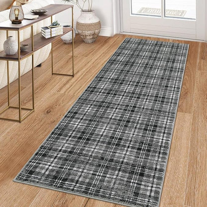 Washable Runner Rug 2x8 Runners for Hallways Non Slip Bath Mat Modern Soft Bedroom Rug Farmhouse Kitchen Rugs Entryway Rugs Stain Resistant Carpet for Laundry 2'x8' Black/Grey