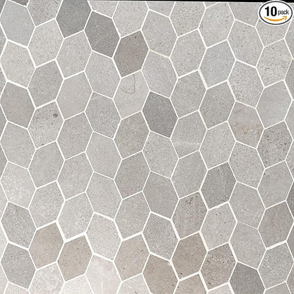 MSI Lilly Pad 11.15 in. x 12.60 in. x 10mm Honed Limestone Tile for Kitchen Backsplash, Floor Tile, Wall Tile for Bathroom, Shower Wall Tile, Mesh Mounted Mosaic Tile