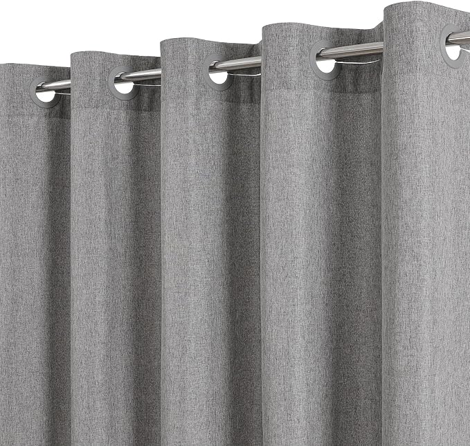 Long No Hooks & No Liner Needed Fabric Shower Curtain,71"Wx80"L,Grey | Linen Texture,100% Waterproof TPU Laminated Layer,Bottom Magnets,Machine Washable,Hotel Style Bathroom Curtain For Shower,Tub