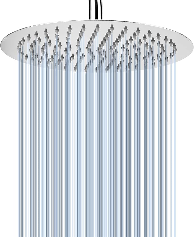 Voolan Rain Shower Head, High Pressure High Flow All Metal Rainfall Shower Head, Ultra-Thin Design-Pressure Boosting, Universal Wall and Ceiling Mount (10 Inch, Chrome)