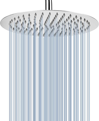 Voolan Rain Shower Head, High Pressure High Flow All Metal Rainfall Shower Head, Ultra-Thin Design-Pressure Boosting, Universal Wall and Ceiling Mount (10 Inch, Chrome)