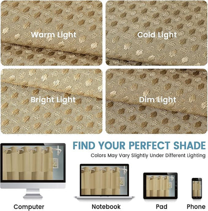 EUTXL Heavyweight Waffle No Hook Shower Curtain with Liner, Beige, 71x74 | Snap in Liner, 256GSM, Thick, Hotel Luxury Spa, Waterproof Fabric, Corner Magnets, 3 in 1 Set, Washable, Hang in Seconds