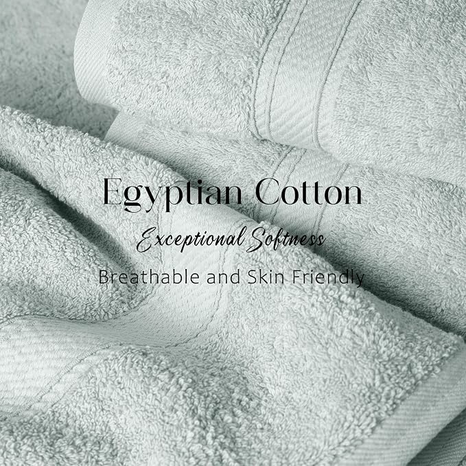 SUPERIOR Egyptian Cotton Ultra Plush & Absorbent, 6 Piece Set, Sea Foam | Quick Dry, Soft Luxury Towel Set, Bath Essentials, Guest Bath, Spa, 2 Bath, 2 Hand, 2 Face Towels, Madeline Towels