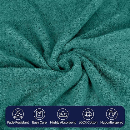 Elegant Comfort Premium Turkish Cotton 6 Pack Washcloths Set - 13 x 13 inch, Luxurious Hotel Spa Quality 100% Turkish Cotton 6PC Washcloth Set - Highly Absorbent - Soft Bathroom Towels, Turquoise