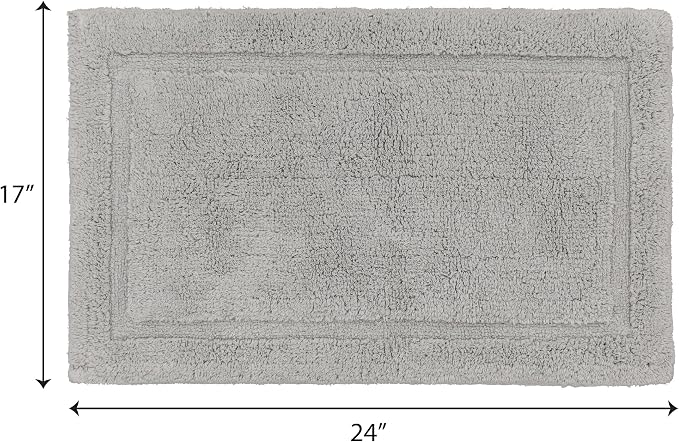 Jean Pierre New York Lydia Border 100% Cotton Bath Mat - Non-Slip Bath Rug - Gray - 17"x24"