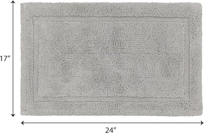 Jean Pierre New York Lydia Border 100% Cotton Bath Mat - Non-Slip Bath Rug - Gray - 17"x24"