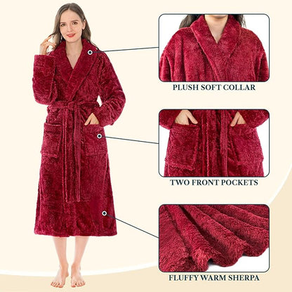 PAVILIA Premium Womens Plush Soft Robe Fluffy, Warm, Fleece Sherpa Shaggy Bathrobe