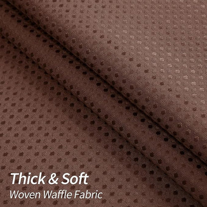 MitoVilla Extra Long Shower Curtain 72 x 84, Brown 84 inch XL Waffle Fabric Shower Curtains for Modern Luxury Bathroom Decor, Waffle Weave Textured Weighted Shower Curtain 84 inch