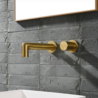BiaoTeng Concealed Faucets for Bathroom Sinks Single Handle 2 Functions Hot and Cold Bathroom Vanity for Wall Mount Faucet Single Handle Brass Brushed Gold