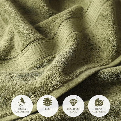 SUPERIOR Egyptian Cotton Ultra Plush & Absorbent, 3 Piece Set, Forest Green | Quick Dry, Soft Luxury Towel Set, Bath Essentials, Guest Bath, Spa, 1 Bath, 1 Hand, 1 Face Towels, Madeline Towels