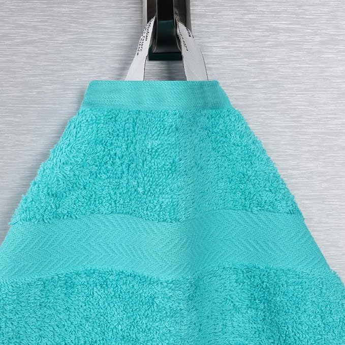 Superior 24-Piece Cotton Face Towel/Washcloth Set, Small Towels for Facial, Spa, Resort, Quick Wash, Gym, Resort, Bathroom Essentials, Master/Guest Bath Decor, Soft, Franklin Collection, Turquoise