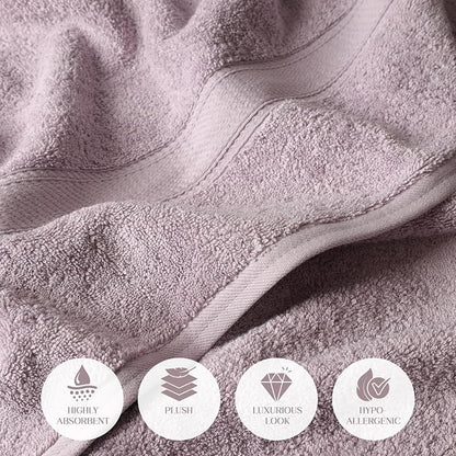 SUPERIOR Egyptian Cotton Plush & Absorbent, Bath Towel Set of 2, Purple | Quick Dry, Soft Luxury Towel Set, Bath Essentials for Bathroom, Guest Bath, Spa, 2 Piece Bath, Madeline Towels