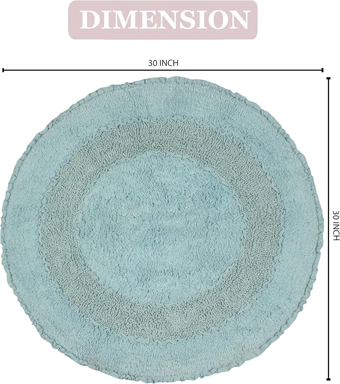 Home Weavers Radiant Collection 100% Cotton Bathroom Rugs Set, Bathroom Décor, Washable Rug, Extra Soft and Absorbent Bath Rug, Kitchen Mat, Bath Mat Set, Bath Floor Mat Non Slip, 30" Round, Sky Blue