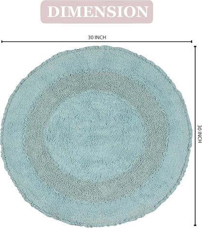 Home Weavers Radiant Collection 100% Cotton Bathroom Rugs Set, Bathroom Décor, Washable Rug, Extra Soft and Absorbent Bath Rug, Kitchen Mat, Bath Mat Set, Bath Floor Mat Non Slip, 30" Round, Sky Blue