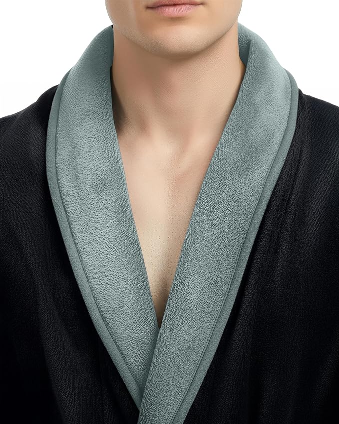 NY Threads Mens Robe, Luxury Plush Fleece Mens Bathrobe, Spa Bath Robe for Men