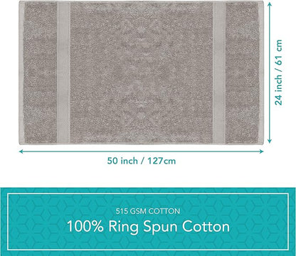 Pleasant Home Bath Towels Set of 6 (24” x 50”) 100% Cotton, 515 GSM | Lightweight, Soft & Highly Absorbent Luxury Towels for Bathroom | for Gym, Pool & Spa | 6 Pack, Gray