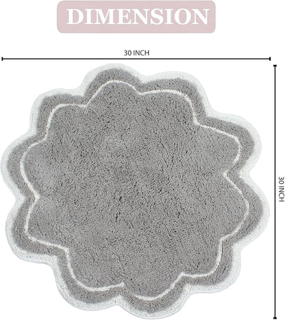 Home Weavers Allure Collection 100% Cotton Tufted Round Shape Bathroom Rug, Soft and Absorbent Bath Rugs, Non-Slip Bath Carpet, Machine Wash Dry Bath Mats for Bathroom Floor, 30" Round, Gray