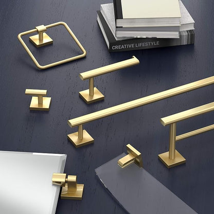 Gatco 4063 Elevate Bathroom Single Post Euro Style Toilet Paper Holder, Brushed Brass