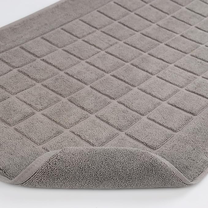 Superior 100% Cotton Bathmat Set, Bath Mats, Bathroom Decor, Shower, Bathtub Essentials, Home Accessories, Small Washable Rug, No Backing, Heavyweight, Nora Collection, Set of 2, 22" x 35", Charcoal