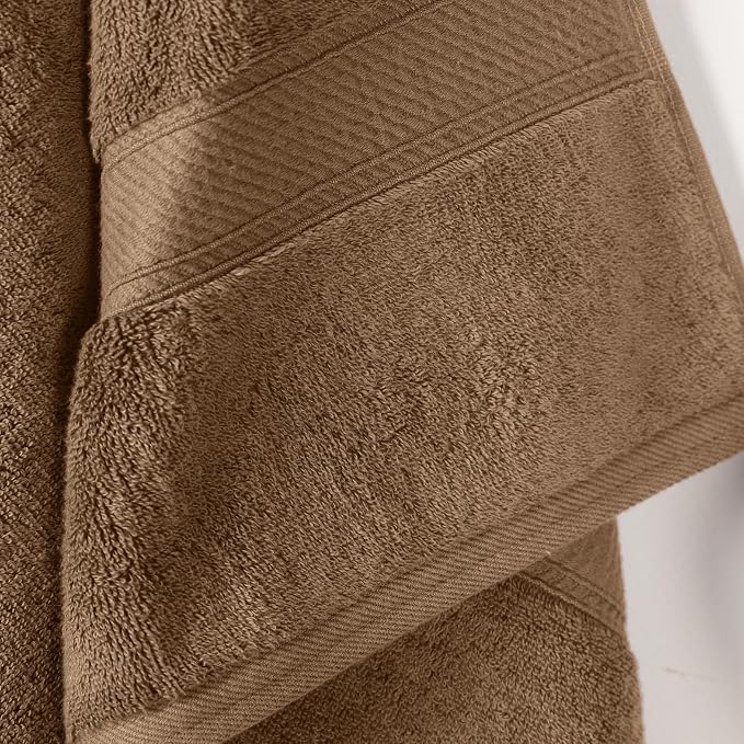SUPERIOR Egyptian Cotton Plush & Absorbent, Bath Towel Set of 2, Latte | Quick Dry, Soft Luxury Towel Set, Bath Essentials for Bathroom, Guest Bath, Spa, 2 Piece Bath, Madeline Towels