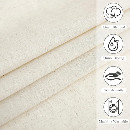 KGORGE Natural Linen Blend Sheer Shower Curtains for Bathroom | Semi-Sheer Waterproof Fabric Lightweight Button Hole for Bathtub, 12 Rust-Proof Hooks Included, W72 x L84