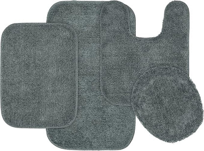 Garland Rug Traditional Bath Rug Set, 4-Piece, Dark Gray