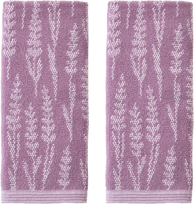 SKL Home Lavender Silhouette Hand Towel Set-2pc, Reversible, Purple | 100% Turkish Cotton. Soft & absorbent jacquard. For use in the bathroom, kitchen or bar & makes a great gift.