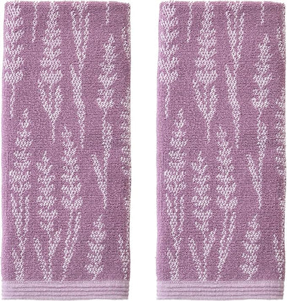 SKL Home Lavender Silhouette Hand Towel Set-2pc, Reversible, Purple | 100% Turkish Cotton. Soft & absorbent jacquard. For use in the bathroom, kitchen or bar & makes a great gift.