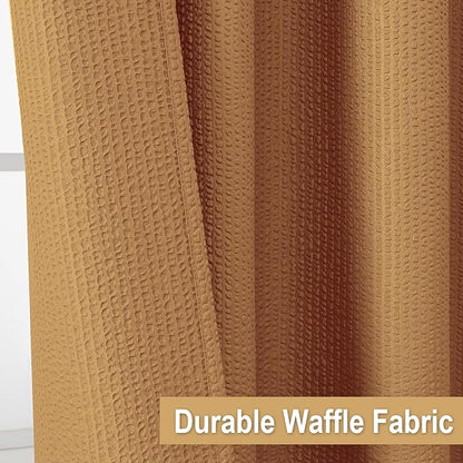 OVZME Gold Extra Long Shower Curtain 72 x 84 Inch, 3D Embossed Textured Fabric Shower Curtain for Bathroom, Hotel Spa Bathroom Curtains, Water Repellent Machine Washable