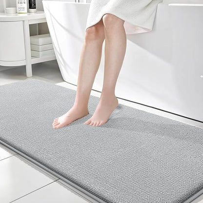 OLANLY Memory Foam Bathroom Runner Rugs 70x24, Long Bath Mats, Light Grey | Soft Quick Dry Bath Rugs, Non-Slip, Absorbent Machine Washable Mat for Bathroom Floor, Tub and Shower, Home Decor Accessories
