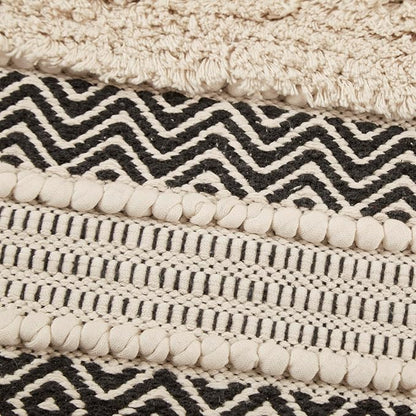INK+IVY Bath Rug Hand-Woven Texture Shaggy Striped Soft & Water Absorbent, Boho Bathroom Décor Bath-Mats, Non-Slip Absorbent Quick Dry Mats for Tub, Shower Room, Asher, 20x32, Black 1 Piece