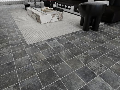 W&S 1-Sheet Faux Stone Peel and Stick Floor, Dark Grey Peel and Stick Backsplash, Stick on Brick Accent Wall,Self Adhesive Thicker Tile for Kitchen Bathroom,Bedroom,Waterproof Flooring Tiles