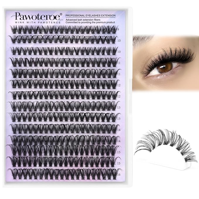 Lash Clusters 40D 280pcs Cluster Eyelash Extensions 9-16mm Mix Eyelash Clusters Lash Extension Individual Lashes for Self Application (40D, 0.07D, 9-16mm)