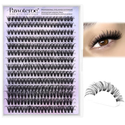 Lash Clusters 40D 280pcs Cluster Eyelash Extensions 9-16mm Mix Eyelash Clusters Lash Extension Individual Lashes for Self Application (40D, 0.07D, 9-16mm)