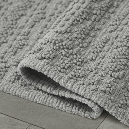 French Connection Nellore Bath Rugs, Woven and Beaded Bath Mats, Durable and Thick Bath Mats for Bathroom and Shower Rugs, 24" x 64", Medium Grey