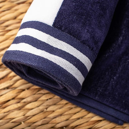 Superior Cotton Nautical Stripe Beach Towels, Colorful Towels for Adult, Kid, Pool, Swimming, Sand, Travel, Large Oversized, Absorbent, Fast Drying, Bath Basics, Cabana Collection, 1 Piece, Blue