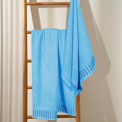 Cotton 2 Pack Oversized Bath Towel Set 28x55 inches, Large Bath Towels, Ultra Absorbant Compact Quickdry & Lightweight Towel, Ideal for Gym Travel Camp Pool - Sky Blue
