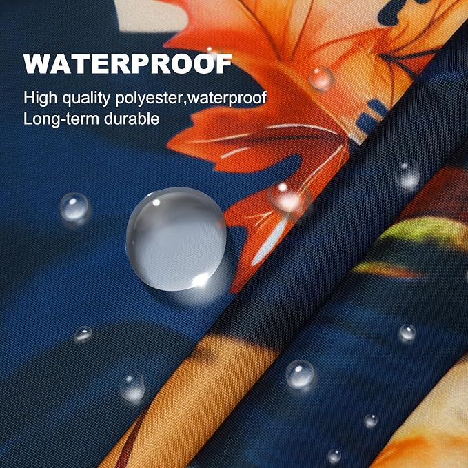 Fall Shower Curtain Set Autumn Pumpkin Leaves Dog Shower Curtains Rustic Waterproof Fabric Bath Curtains with 12 Hooks for Fall Home Bathroom Decor, 72 x 72 Inches