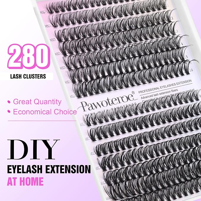 Lash Clusters 280pcs Individual Lashes 30D 40D Cluster Eyelash Extensions 9-16mm Eyelash Clusters Lash Extensions for Self Application (30D&40D, 0.07D, 9-16mm)