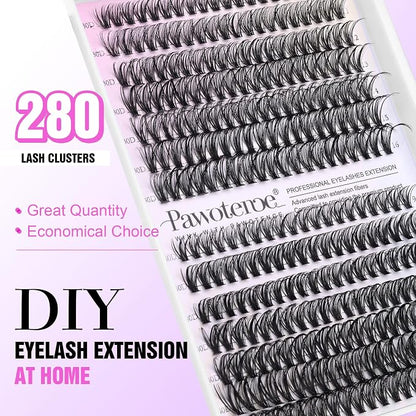 Lash Clusters 280pcs Individual Lashes 30D 40D Cluster Eyelash Extensions 9-16mm Eyelash Clusters Lash Extensions for Self Application (30D&40D, 0.07D, 9-16mm)