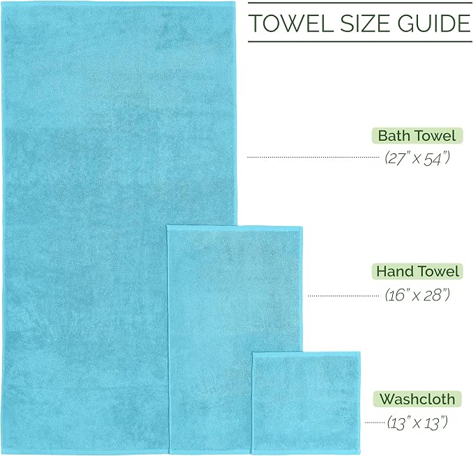 Elegant Comfort 100% Turkish Cotton Corduroy Ribbed Luxury Bath Towels 6-Piece Set, Premium Feel - Quick Dry, Highly Absorbent, Contains 2 Bath Towels, 2 Hand Towels, and 2 Washcloths, Aqua