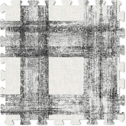 FloorPops FPF3751 Sawyer Plaid Interlocking Floor Tiles, Black