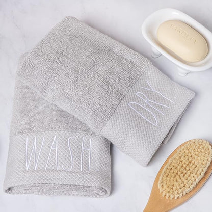 Rae Dunn Hand Towels, Embroidered Decorative Hand Towel for Kitchen and Bathroom, 100% Cotton, Wash/Dry, 16"x 28"