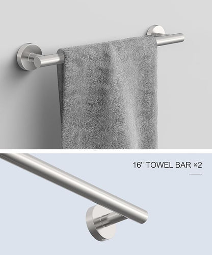 12 Pcs Brushed Nickel Bathroom Hardware Accessories Set | SUS304 Stainless Steel Bath Towel Bar Set, Toilet Paper Holders, Towel Rings Racks, Robe Towel Hooks by HOMEMYSTIQUE