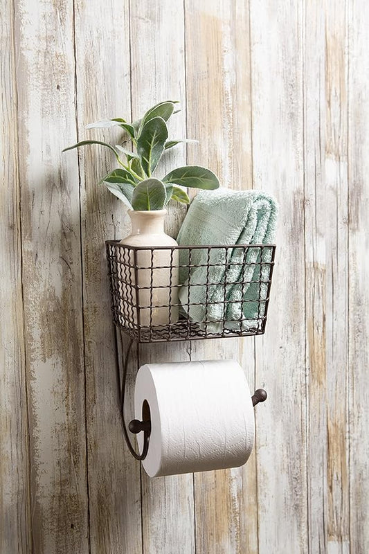 DII Rustic Farmhouse Bathroom Décor, Metal Storage, Toilet Paper Holder, Rustic
