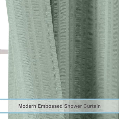 Aiyufeng Moga Sage Green Shower Curtain - 3D Embossed Textured Shower Curtains for Bathroom, Luxury Polyester Cloth Bath Curtain, 72Wx72H, Green
